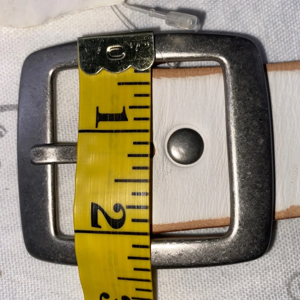 Linea Pelle White Distressed Studded Leather Belt Sz Med